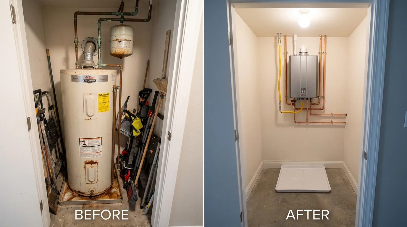 Tank water heater versus wall-mounted tankless unit comparison for Cripple Creek, CO homeowners