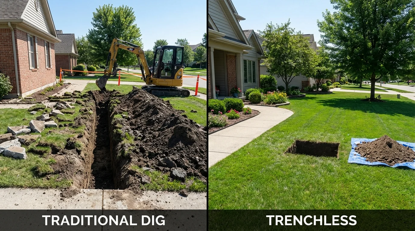 Trenchless sewer repair with minimal yard damage versus traditional excavation in Cripple Creek, CO